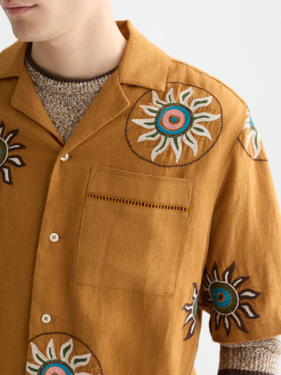 Embroidered linen short sleeved shirt - Scotch & Soda AU