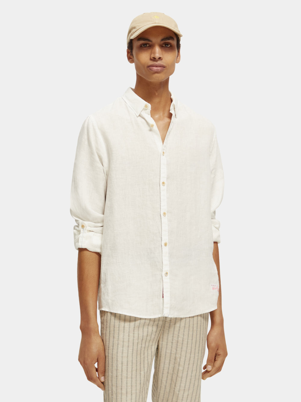 Linen shirt with sleeve roll-up – Scotch & Soda AU