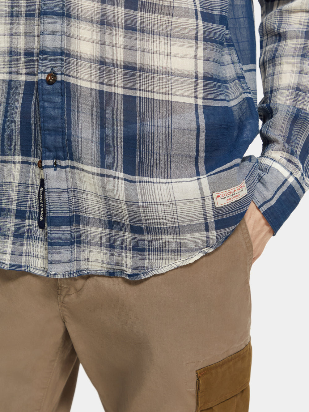 Lightweight voile seersucker shirt in checks - Scotch & Soda AU