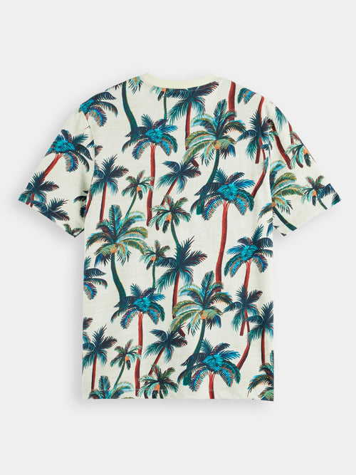 Palm-printed crewneck t-shirt - Scotch & Soda AU