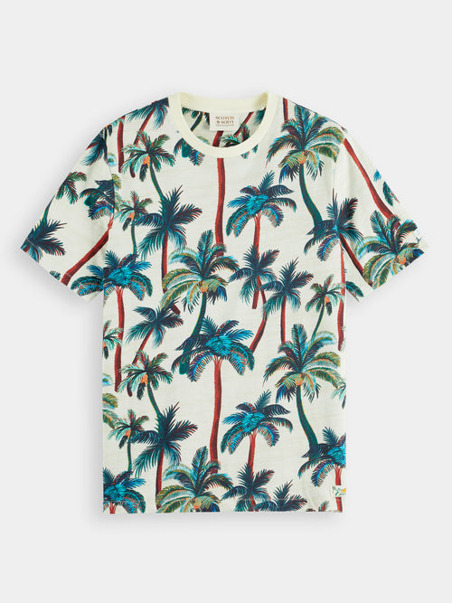Palm-printed crewneck t-shirt - Scotch & Soda AU