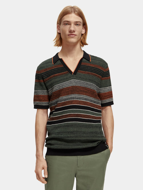 Structure knitted striped polo shirt - Scotch & Soda AU