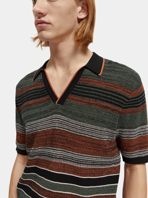 Structure knitted striped polo shirt - Scotch & Soda AU