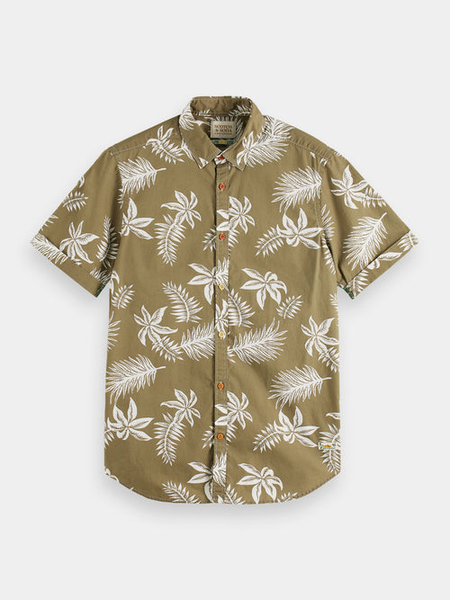 Printed & washed short-sleeved poplin shirt - Scotch & Soda AU