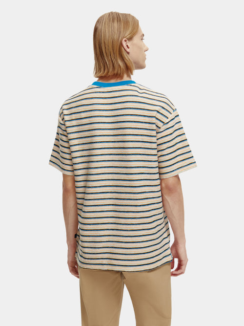 Striped organic cotton pocketed T-shirt - Scotch & Soda AU