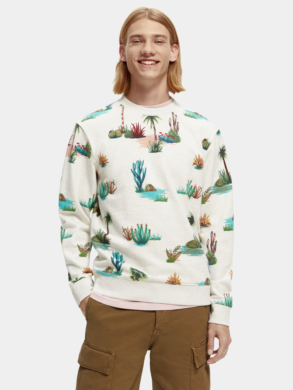 Printed crewneck organic cotton sweatshirt - Scotch & Soda AU