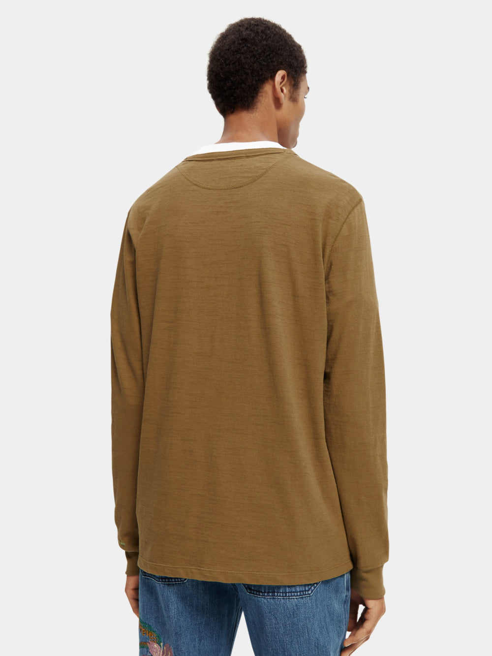 Long-sleeved grandad collar T-shirt - Scotch & Soda AU