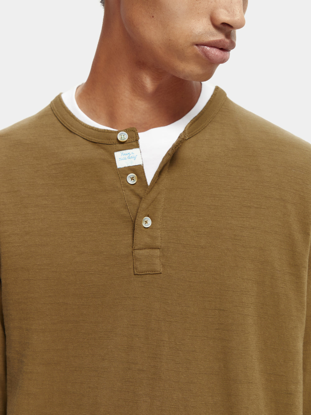Long-sleeved grandad collar T-shirt - Scotch & Soda AU