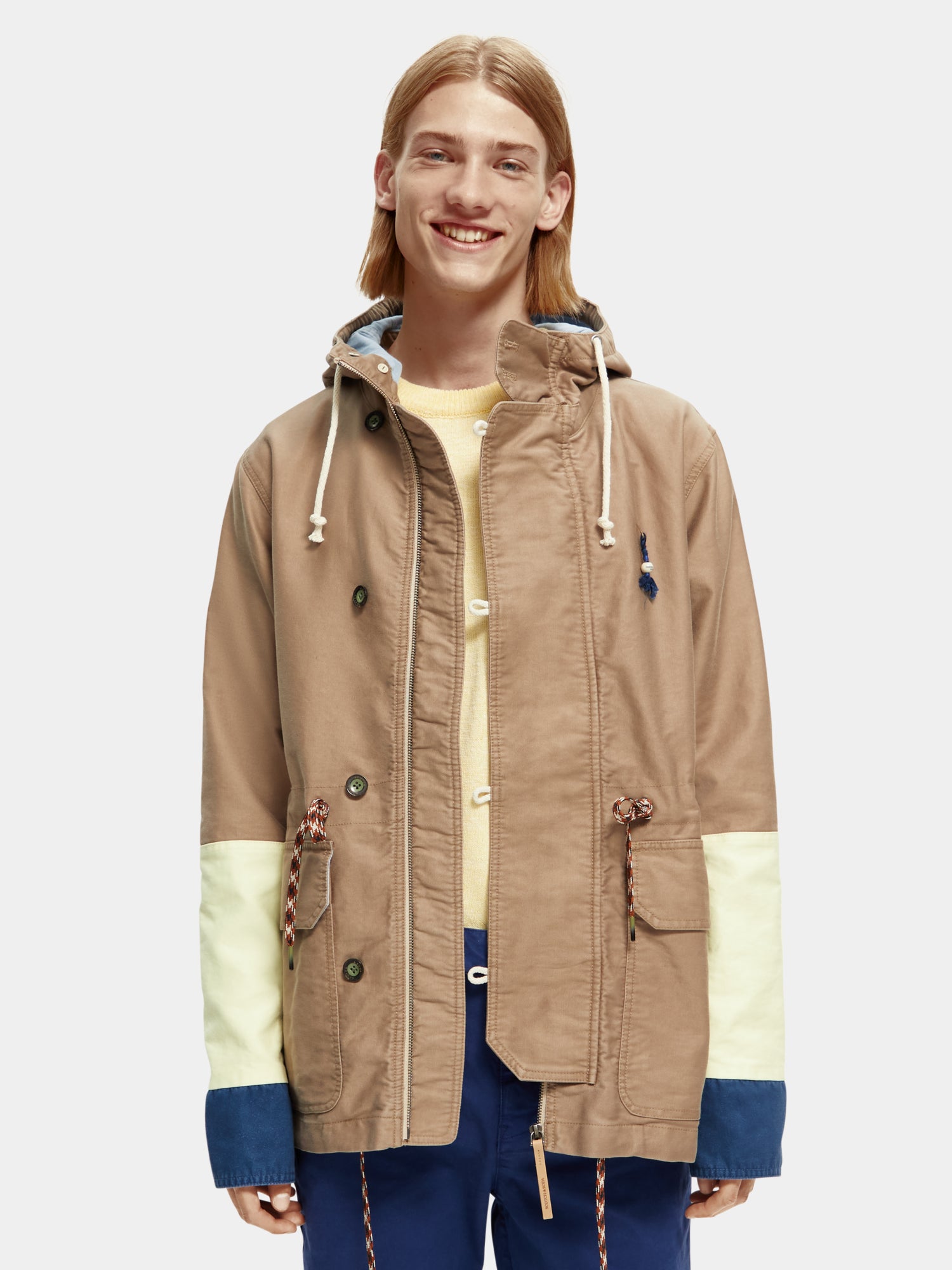 Colour block clearance parka