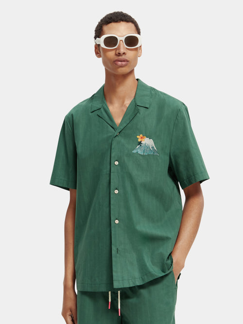 Short-sleeved embroidered camp shirt - Scotch & Soda AU