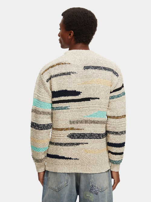 Melange jacquard striped crewneck sweater - Scotch & Soda AU