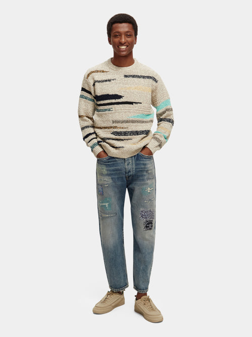 Melange jacquard striped crewneck sweater - Scotch & Soda AU