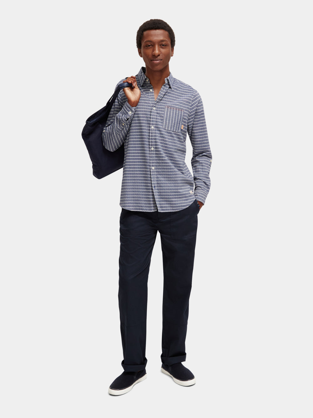 Regular-fit striped sleeve-adjustment shirt - Scotch & Soda AU
