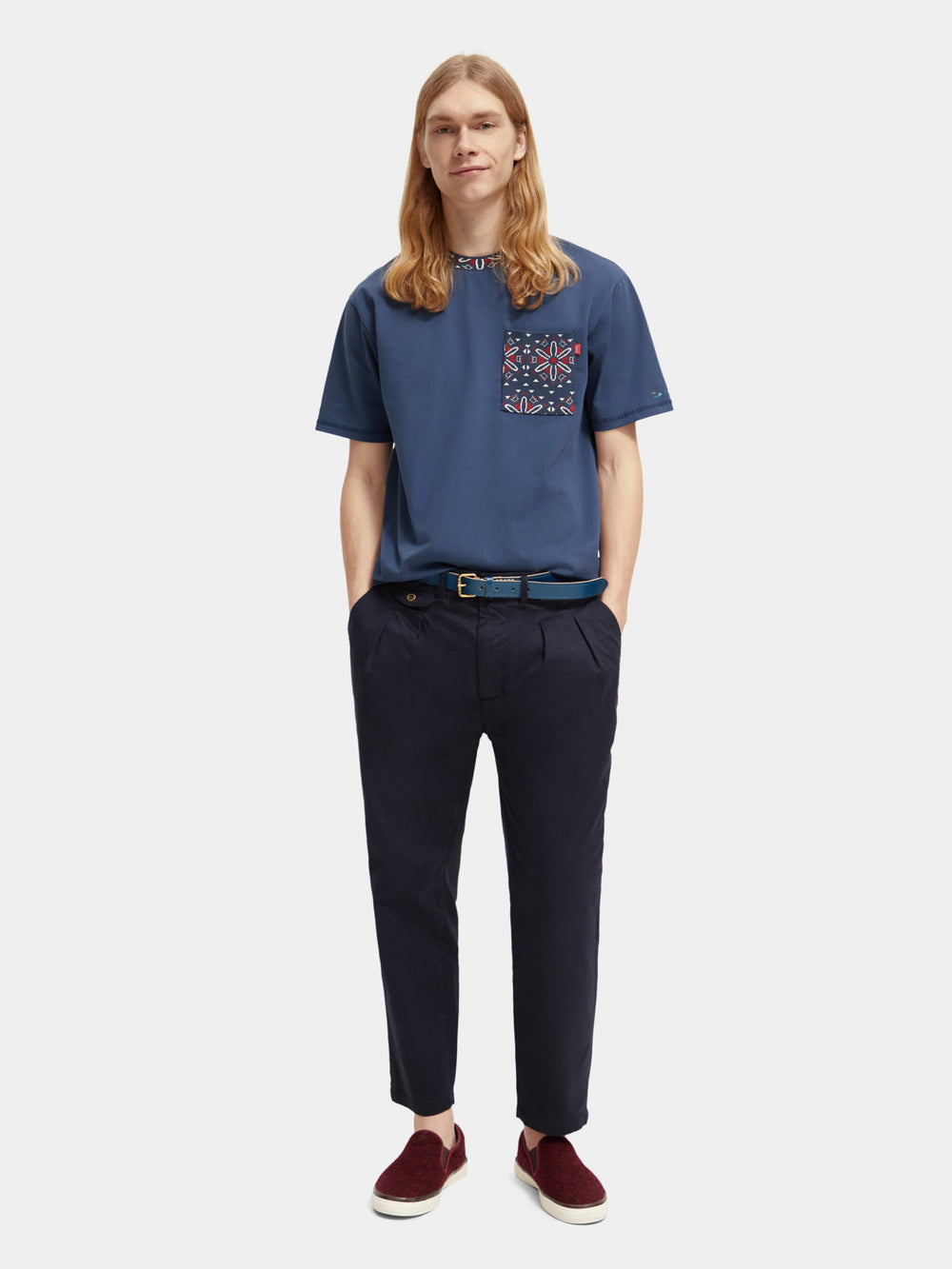 Relaxed-fit pocketed jacquard t-shirt - Scotch & Soda AU