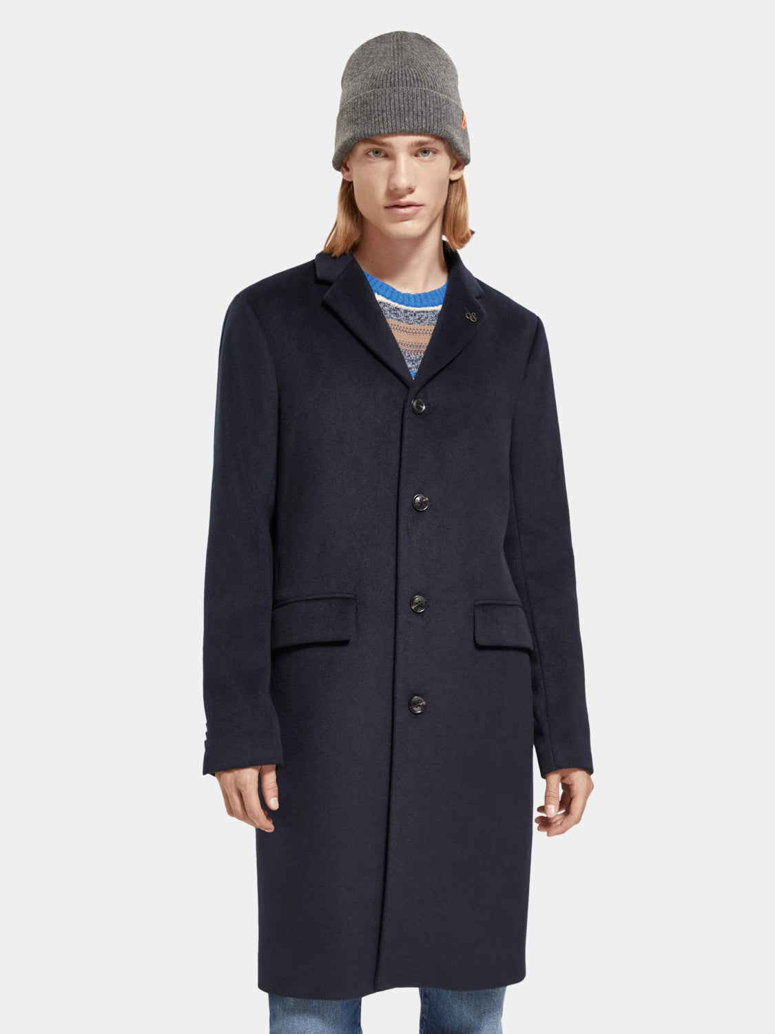 Single-breasted wool blend overcoat - Scotch & Soda AU