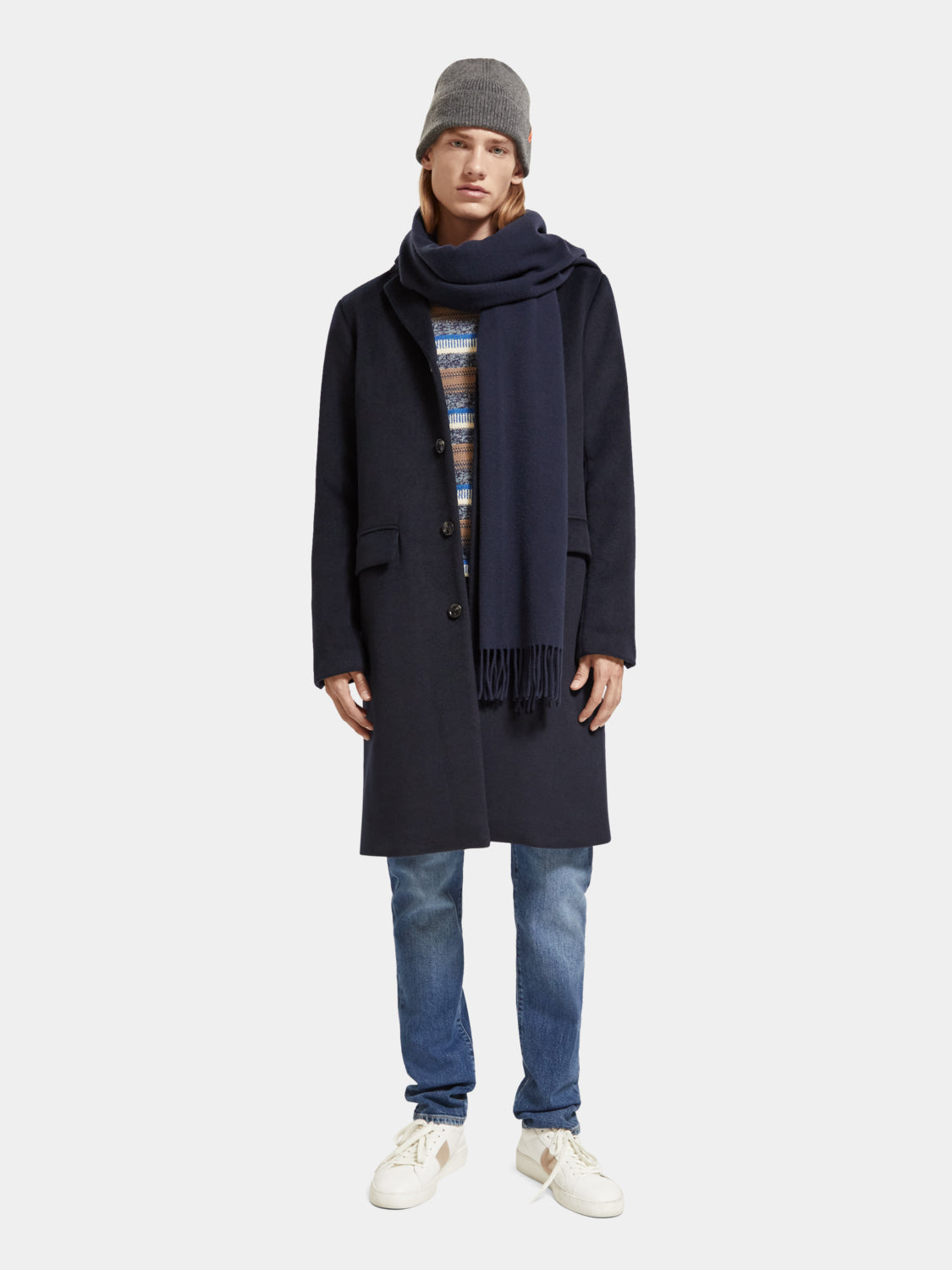 Single-breasted wool blend overcoat - Scotch & Soda AU