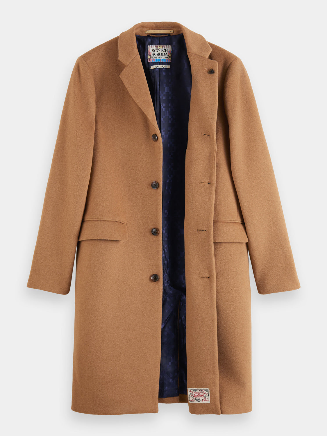 Single-breasted wool blend overcoat - Scotch & Soda AU