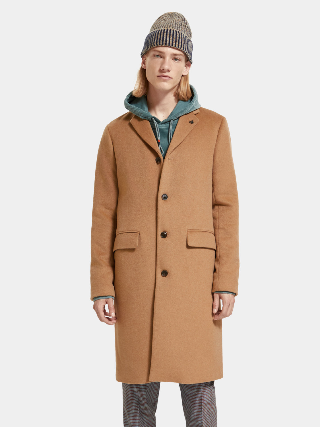 Single-breasted wool blend overcoat - Scotch & Soda AU