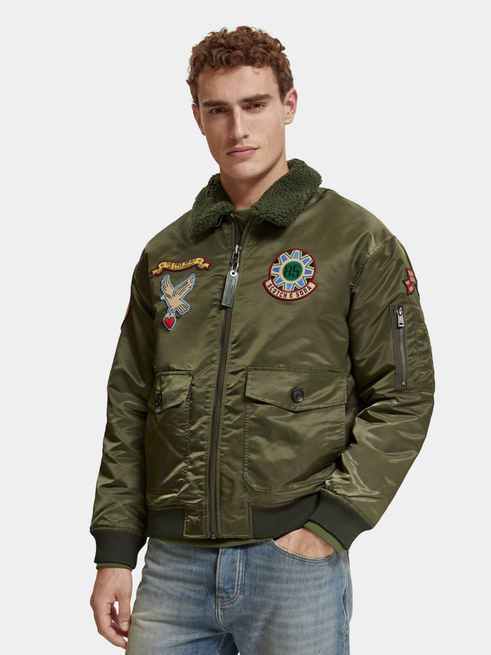 Bomber jacket with detachable teddy collar - Scotch & Soda AU