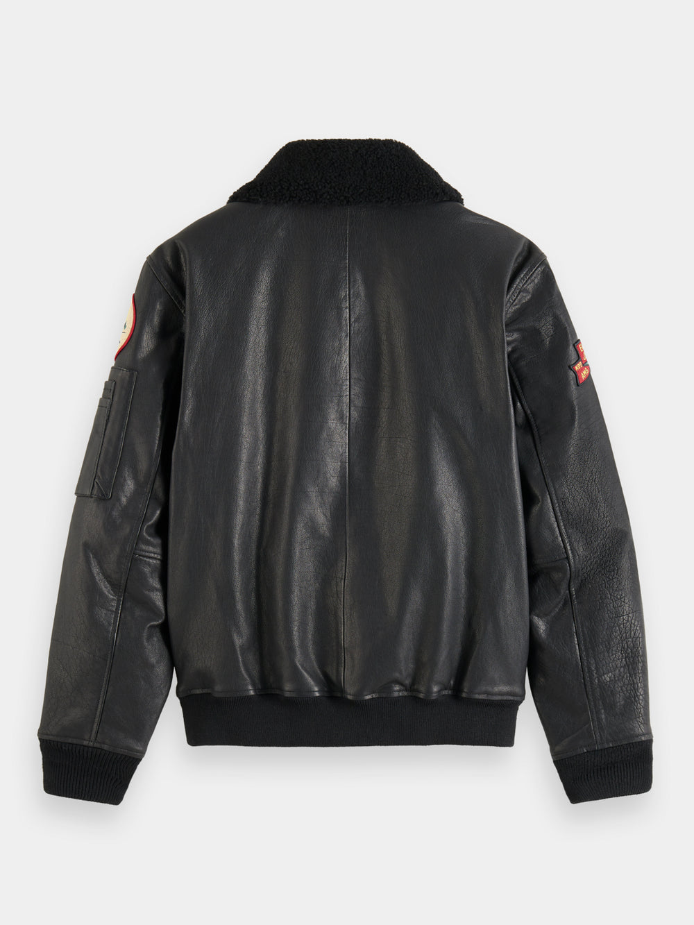Leather bomber jacket with detachable teddy collar - Scotch & Soda AU