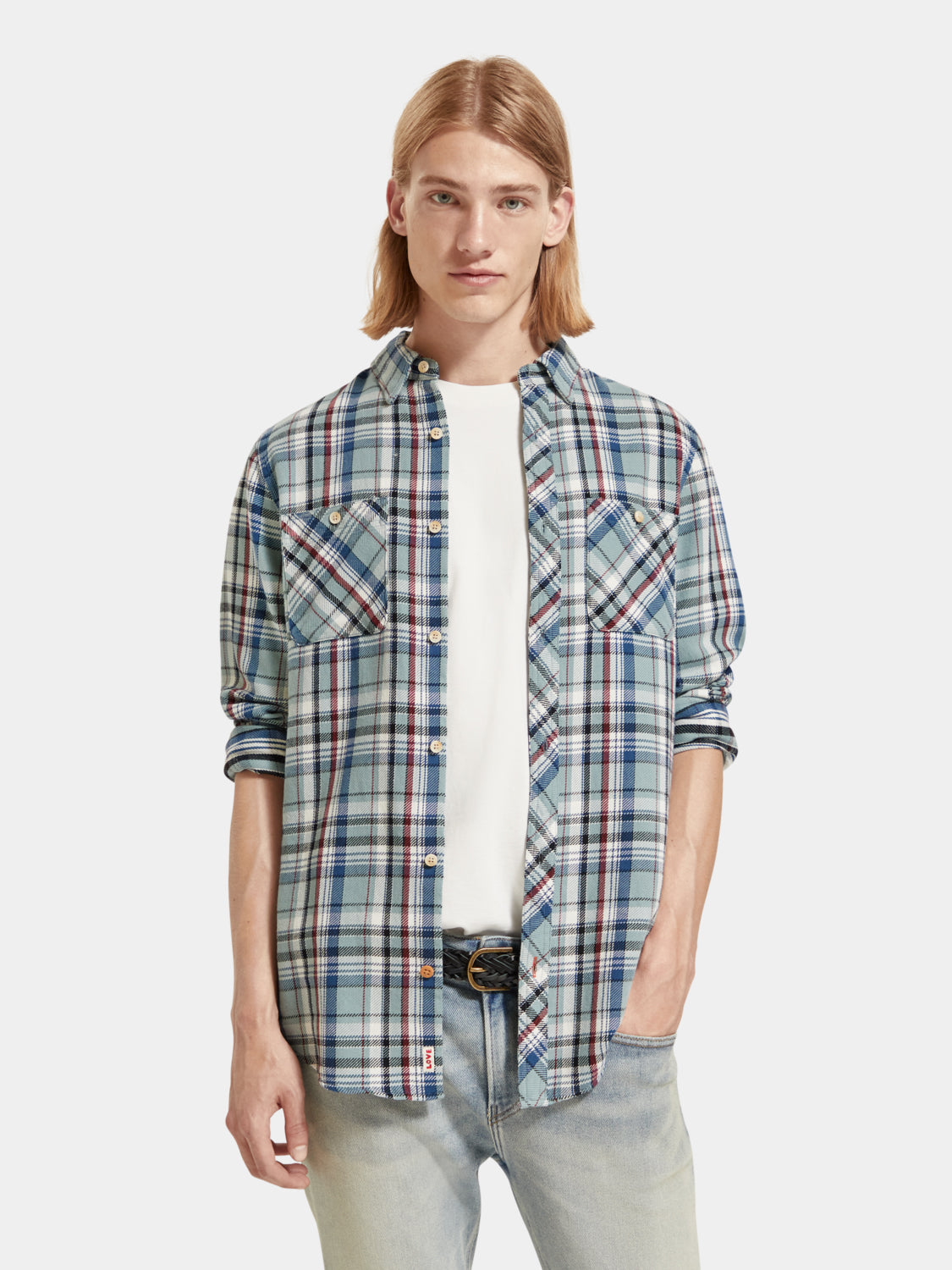 Scotch & Soda Herringbone popular Flannel Regular Fit Shirt