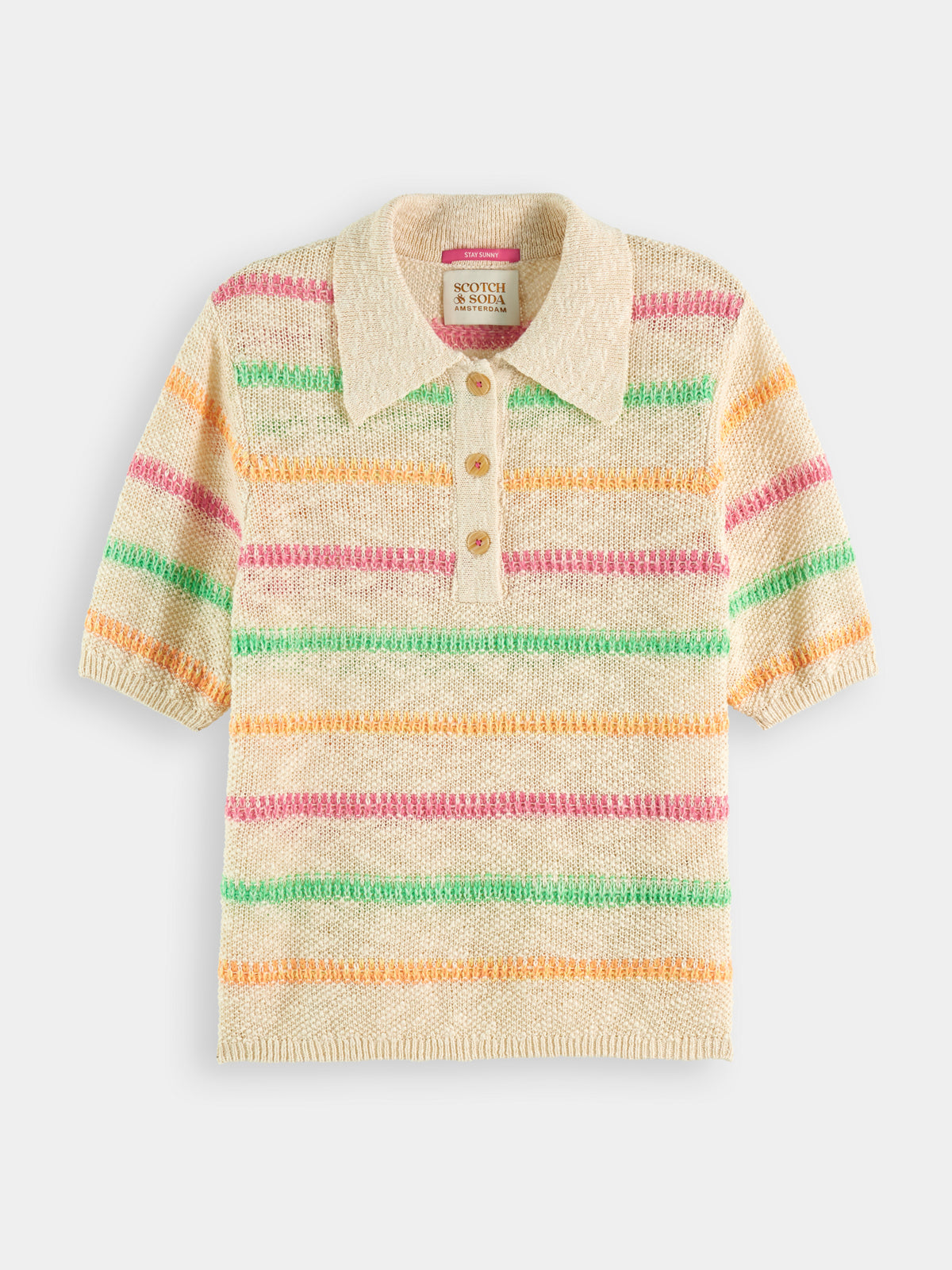 Stripe collared knitted pullover - Scotch & Soda AU