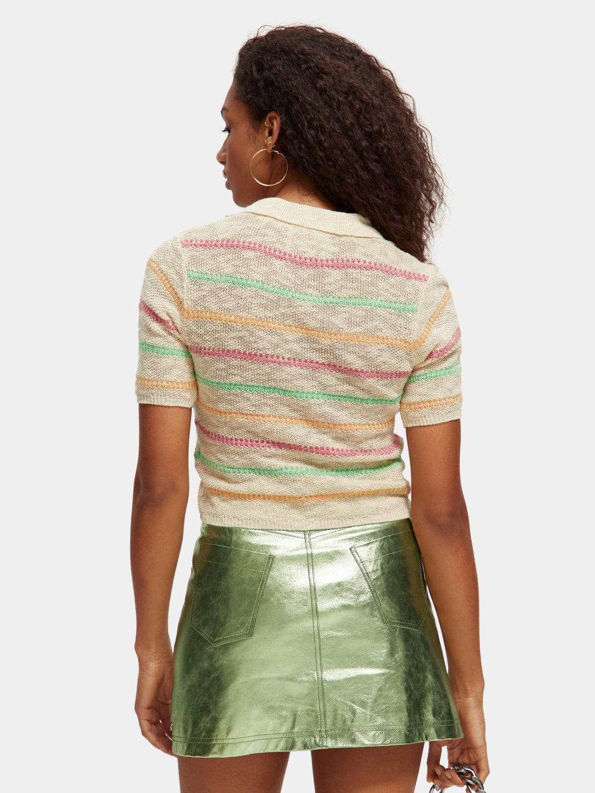 Stripe collared knitted pullover - Scotch & Soda AU