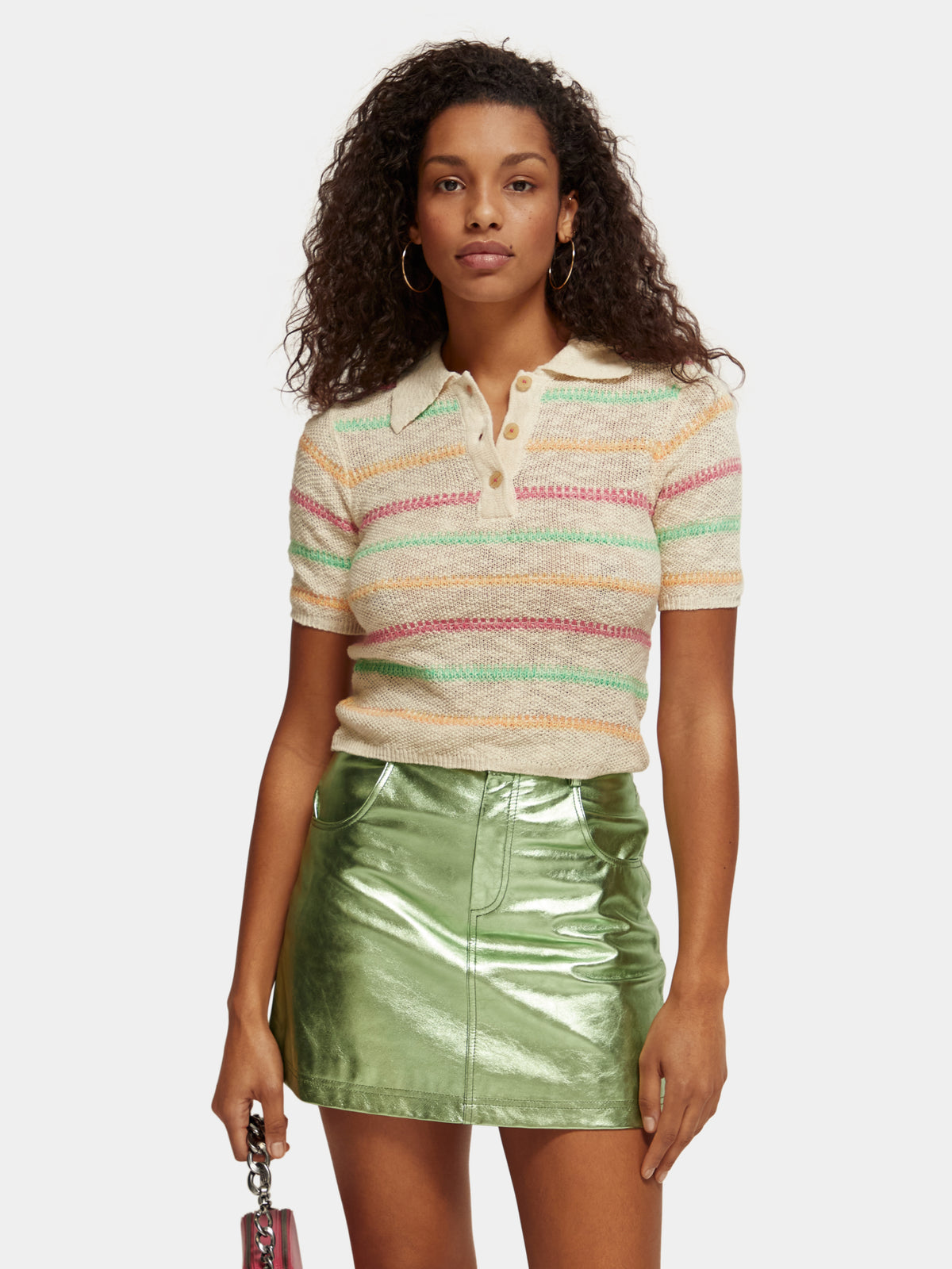 Stripe collared knitted pullover - Scotch & Soda AU