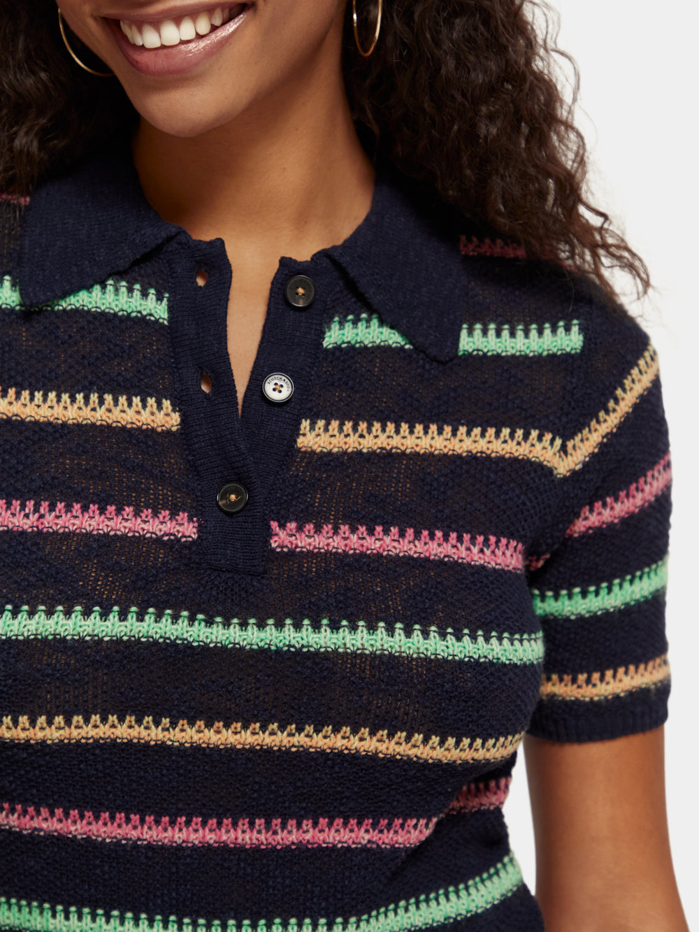 Stripe collared knitted pullover - Scotch & Soda AU