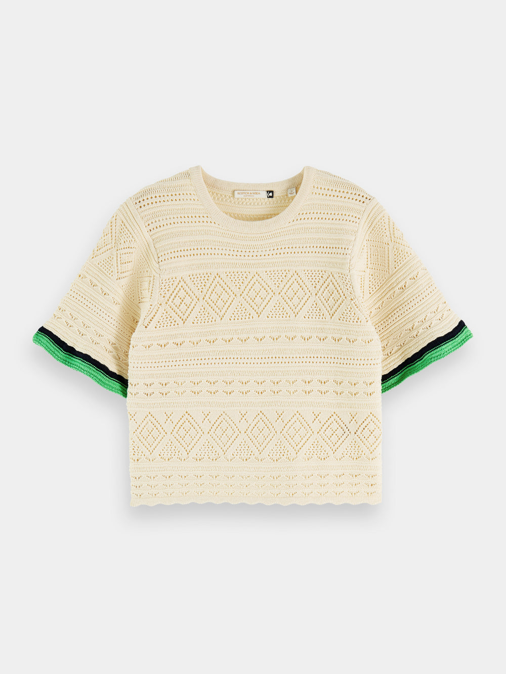 Pointelle crop knitted t-shirt - Scotch & Soda AU