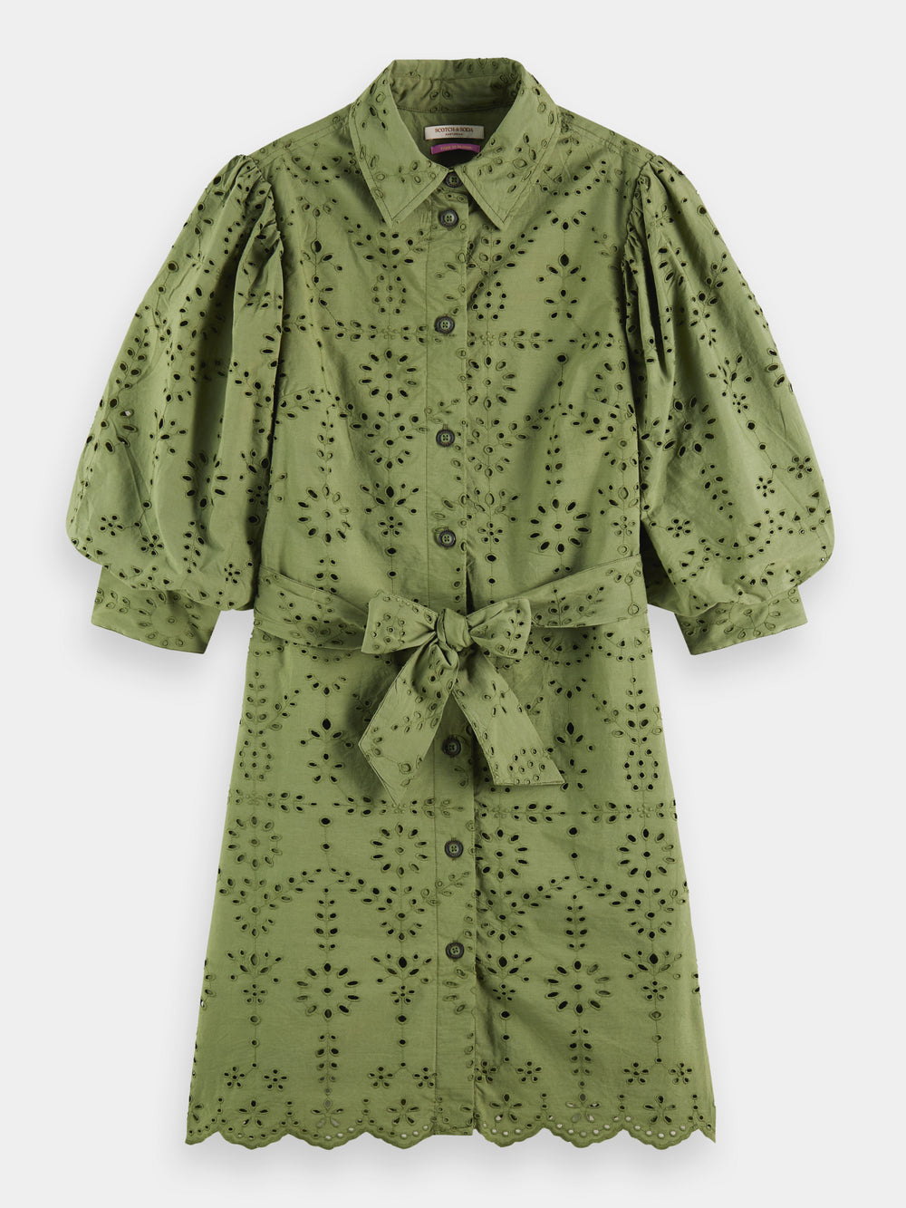 Puff sleeve embroidered shirt dress - Scotch & Soda AU