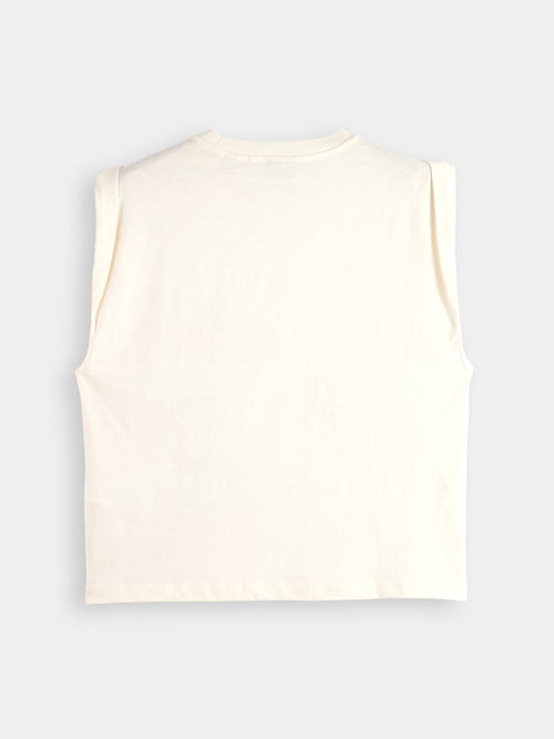 Loose-fit sleeveless t-shirt with folded shoulder detail - Scotch & Soda AU