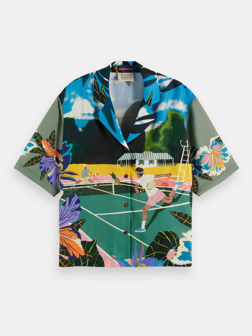 Tencel camp shirt with tennis print - Scotch & Soda AU