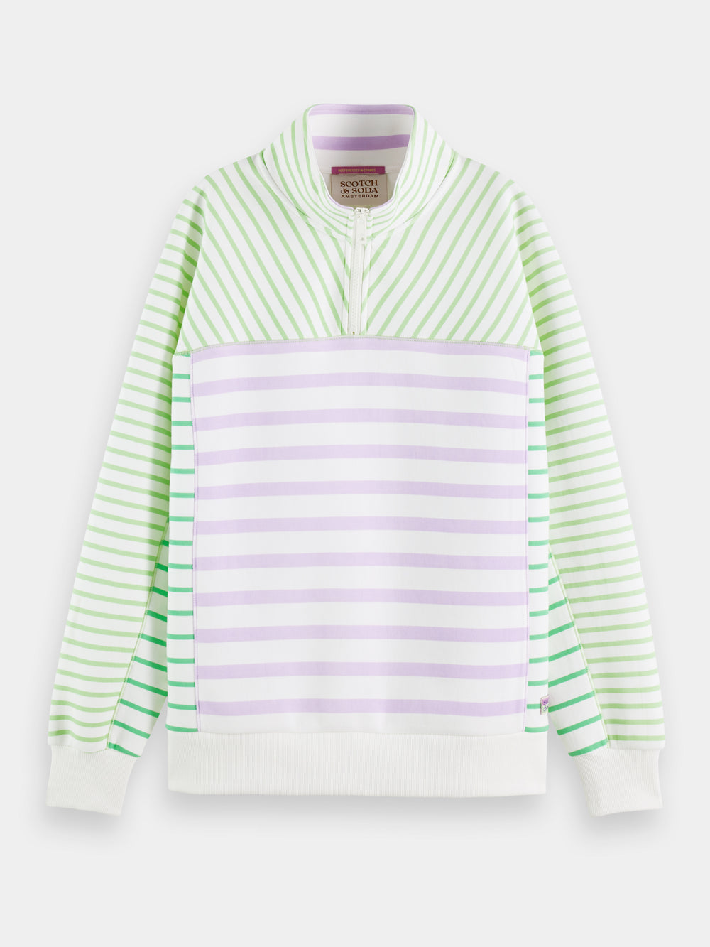Striped relaxed-fit half-zip sweater - Scotch & Soda AU