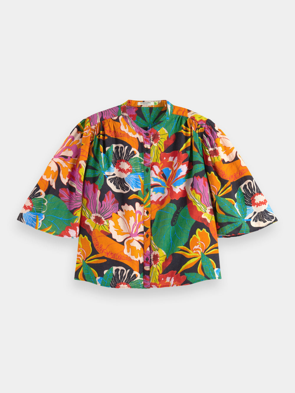 Flutter sleeve linen blend shirt - Scotch & Soda AU