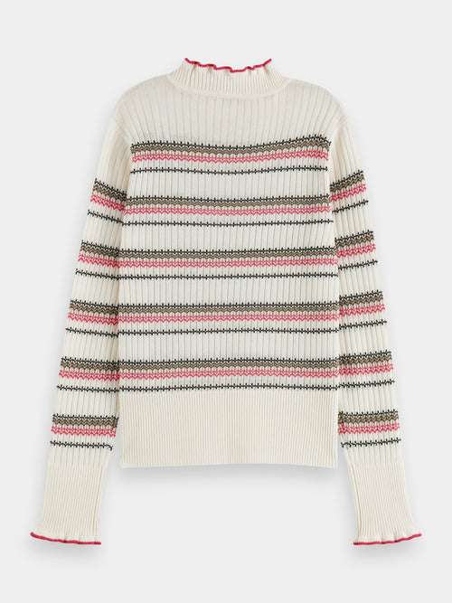 Fair isle striped smocked-neck sweater - Scotch & Soda AU