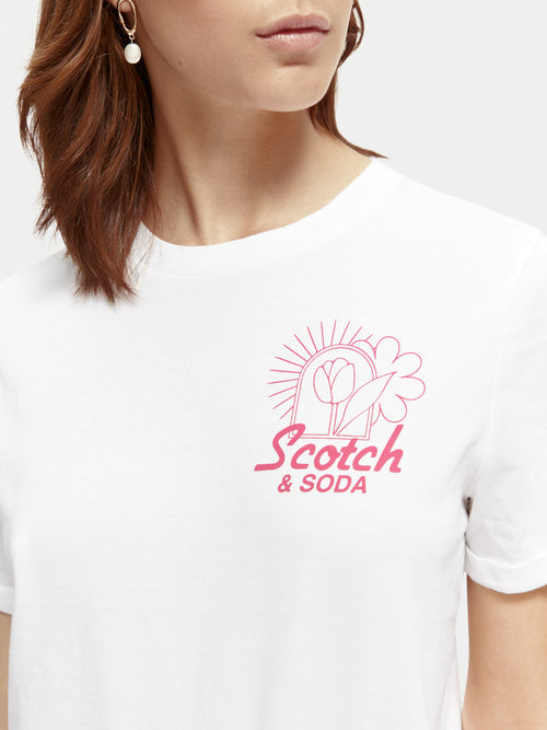 Regular fit rolled-sleeve organic cotton T-shirt - Scotch & Soda AU
