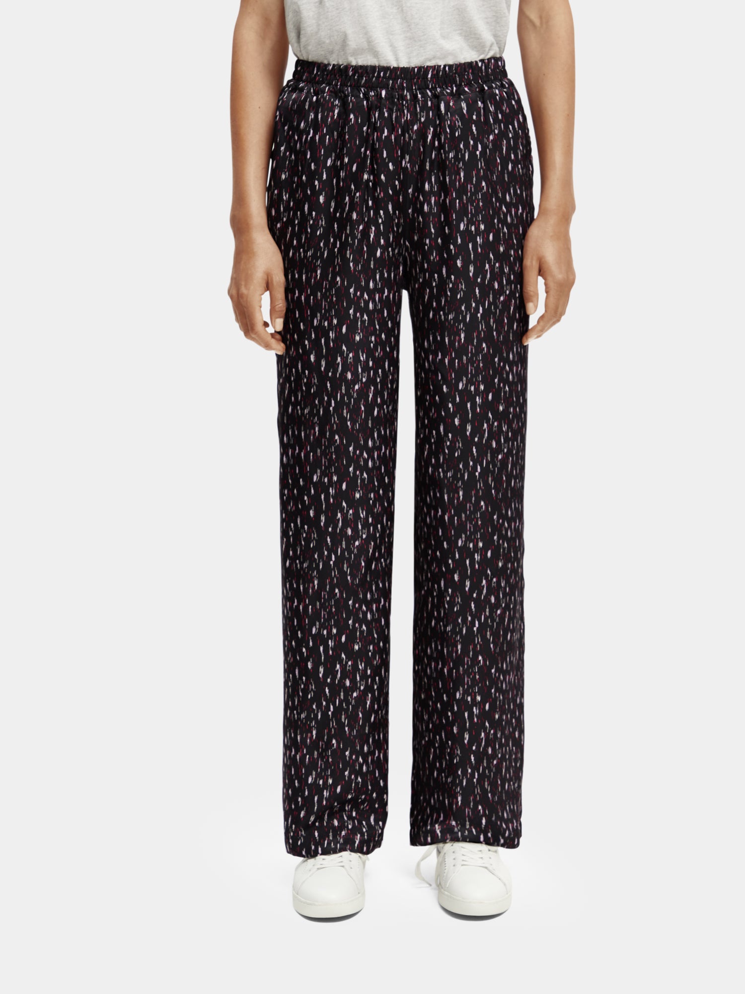 Gia mid-rise wide-leg printed elasticated trousers - Scotch & Soda AU