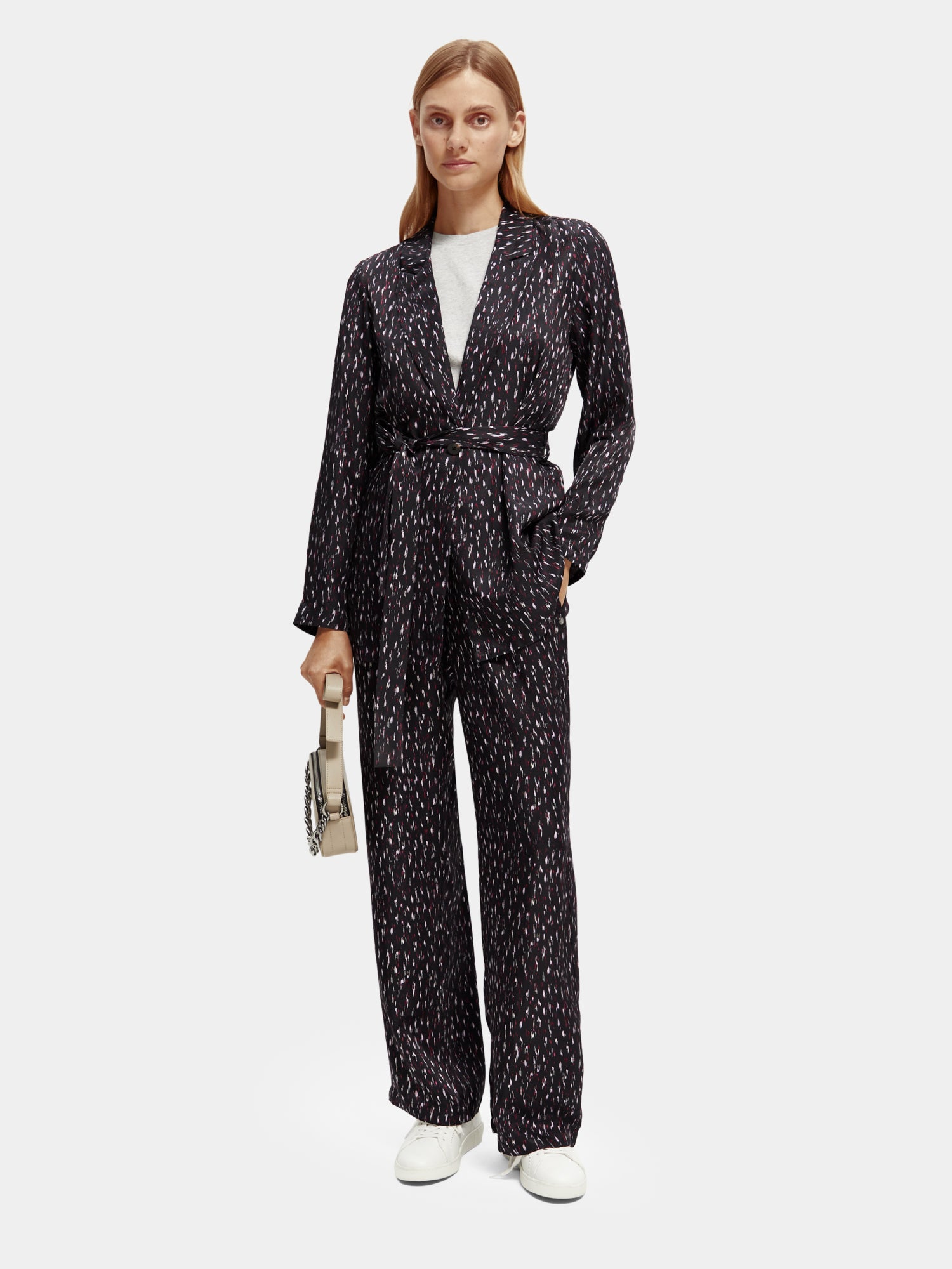Gia mid-rise wide-leg printed elasticated trousers - Scotch & Soda AU