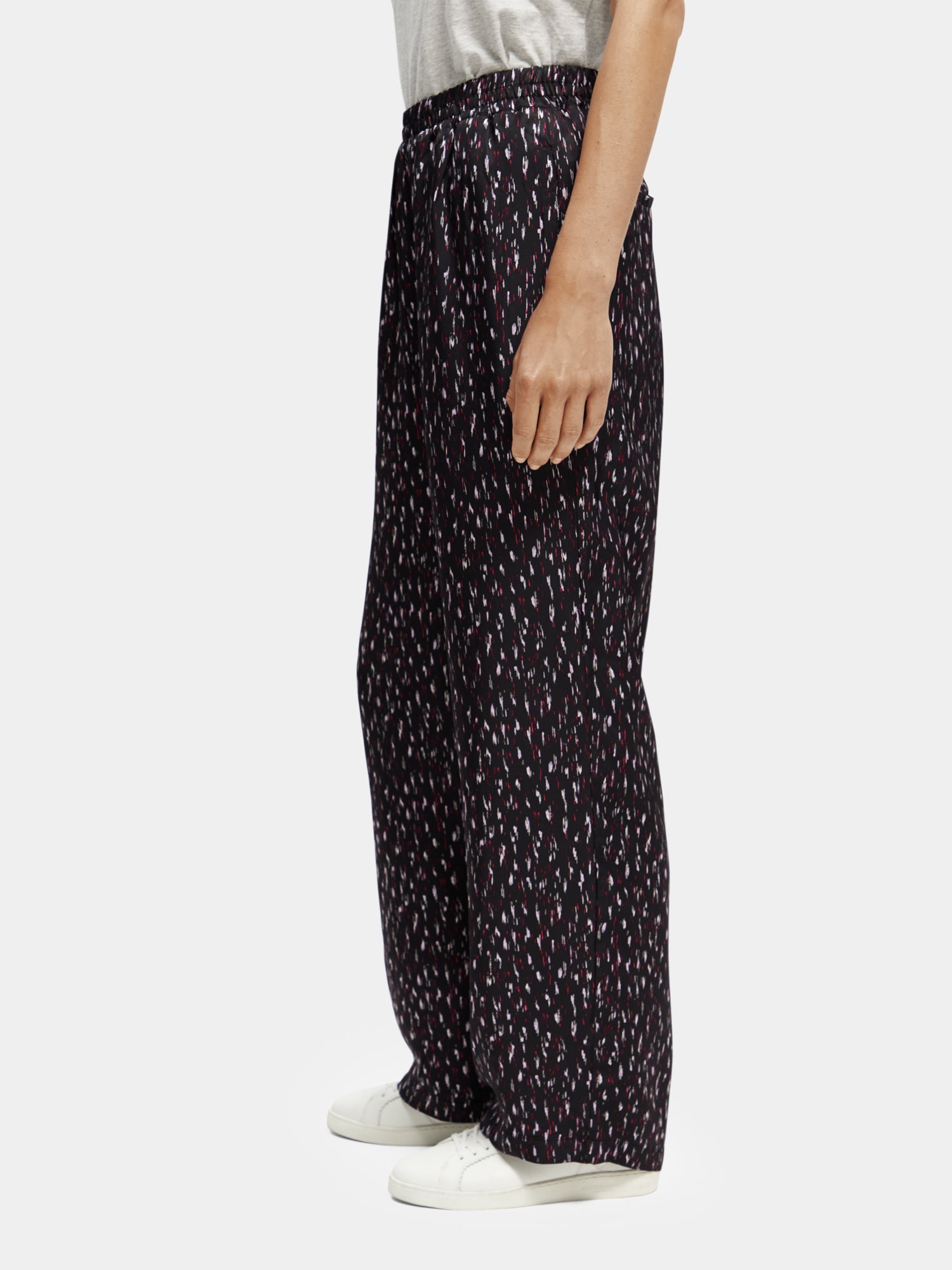 Gia mid-rise wide-leg printed elasticated trousers - Scotch & Soda AU