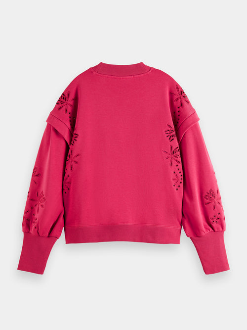 Embroidered oversized puff sleeve sweatshirt - Scotch & Soda AU