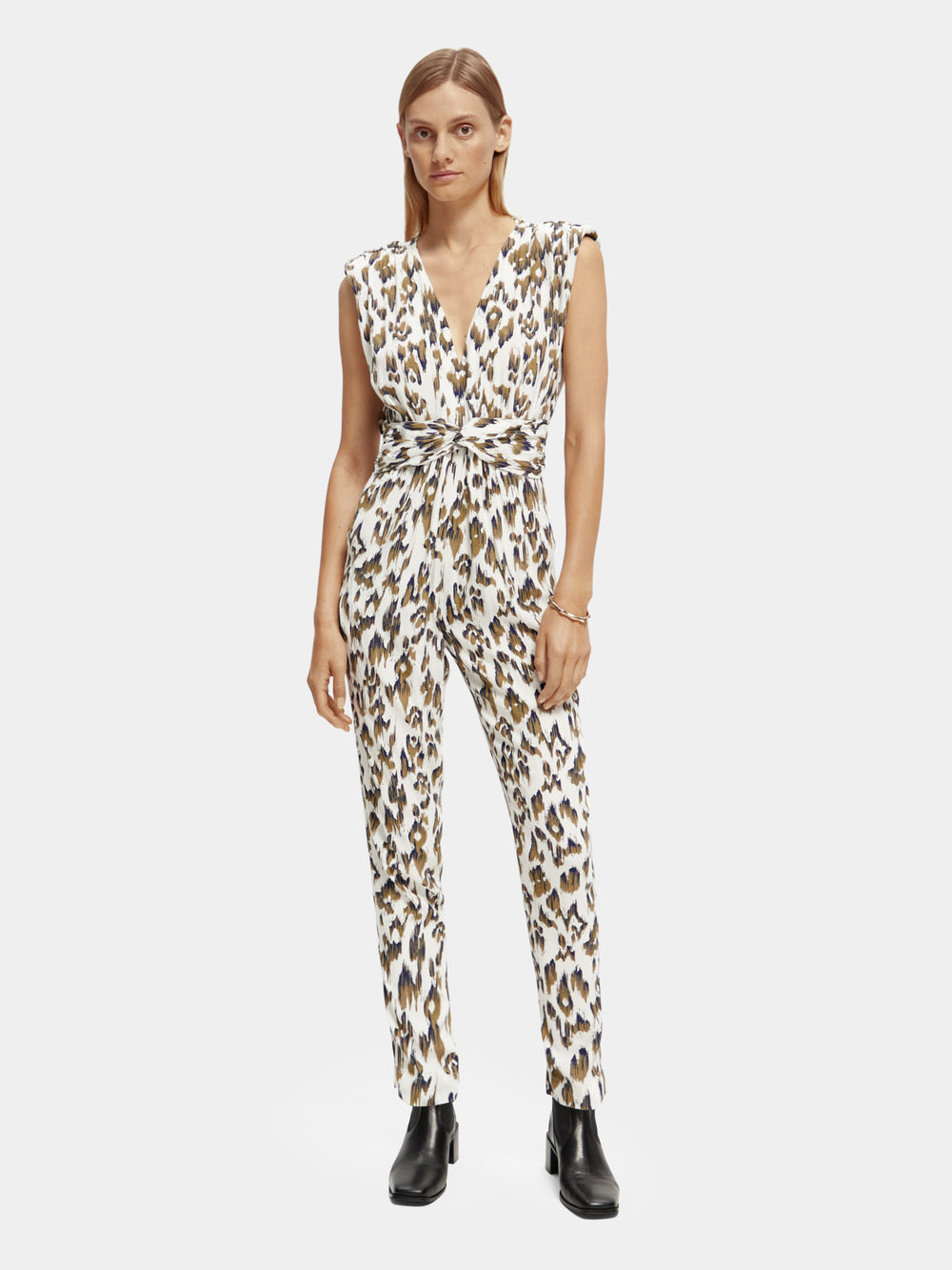 Belted v-neck jumpsuit – Scotch & Soda AU