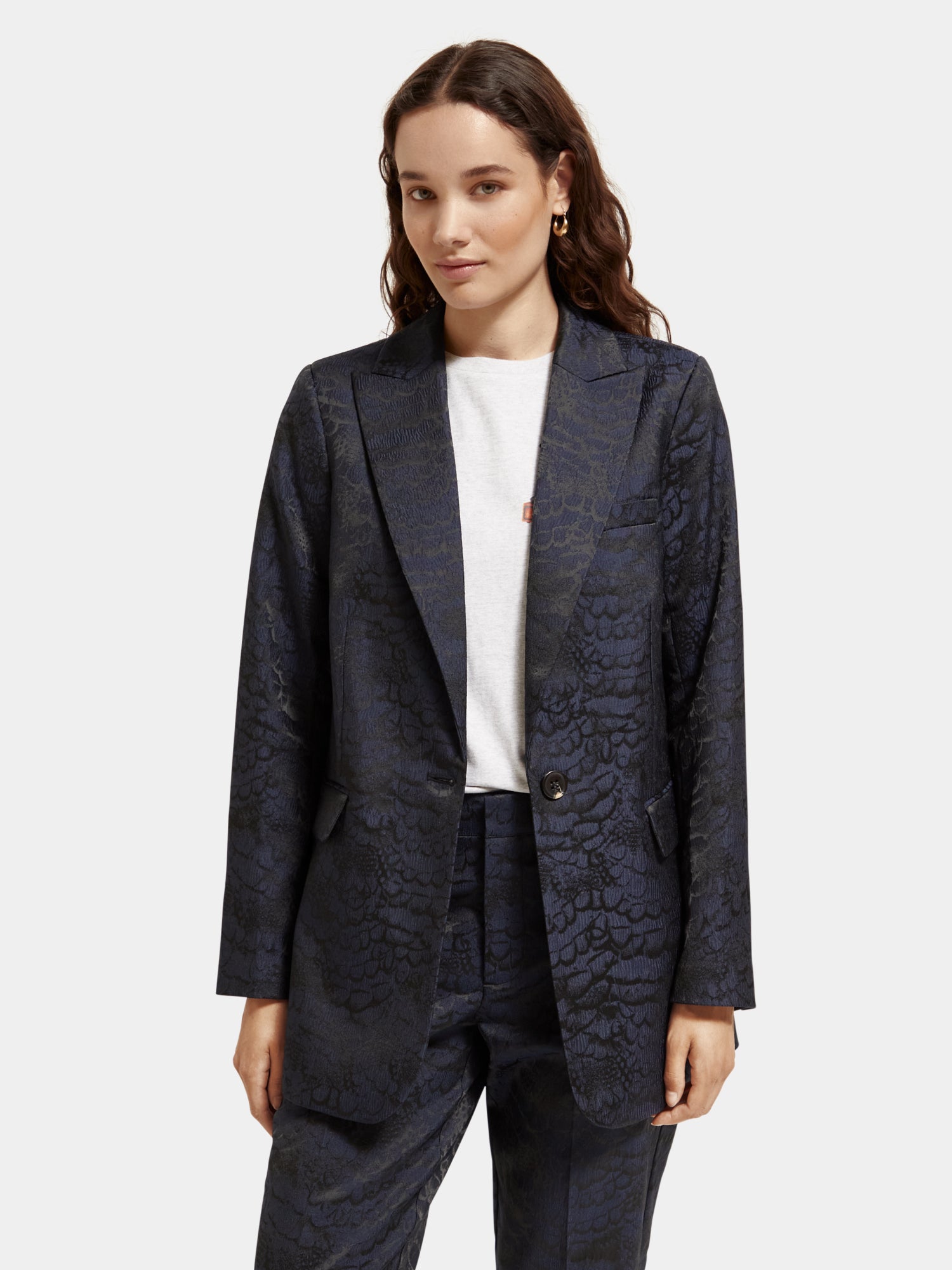 Single-breasted jacquard blazer - Scotch & Soda AU