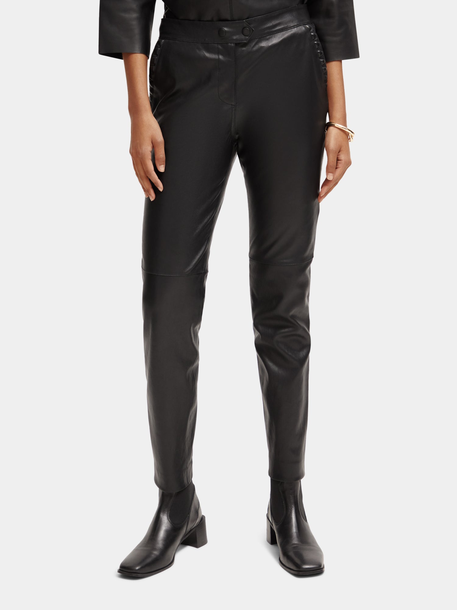 Leather mid-rise slim-fit biker pants - Scotch & Soda AU