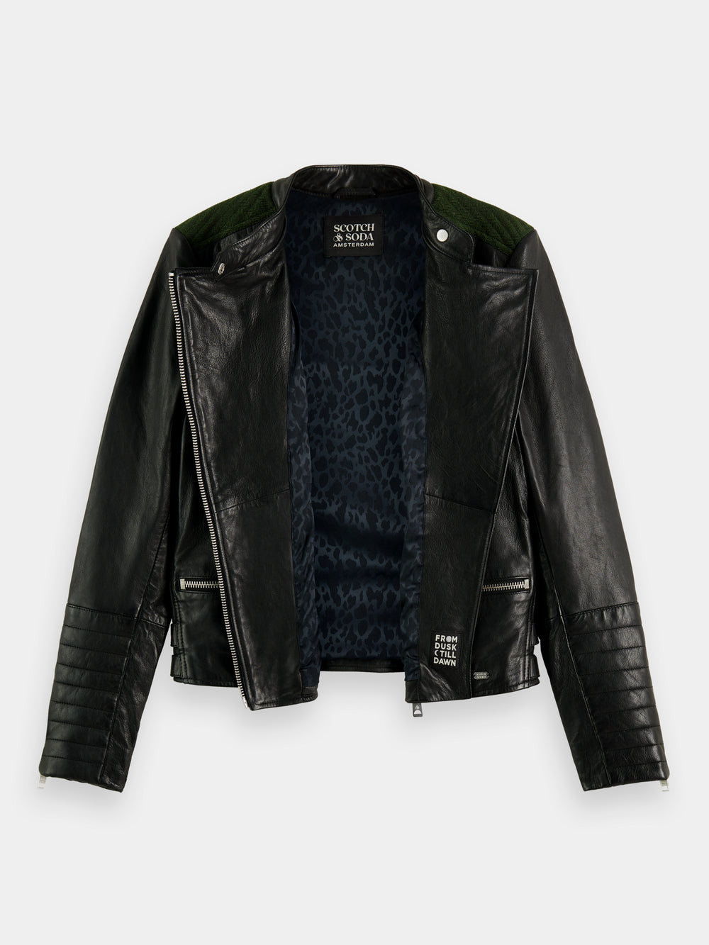 Asymmetric leather biker jacket - Scotch & Soda AU
