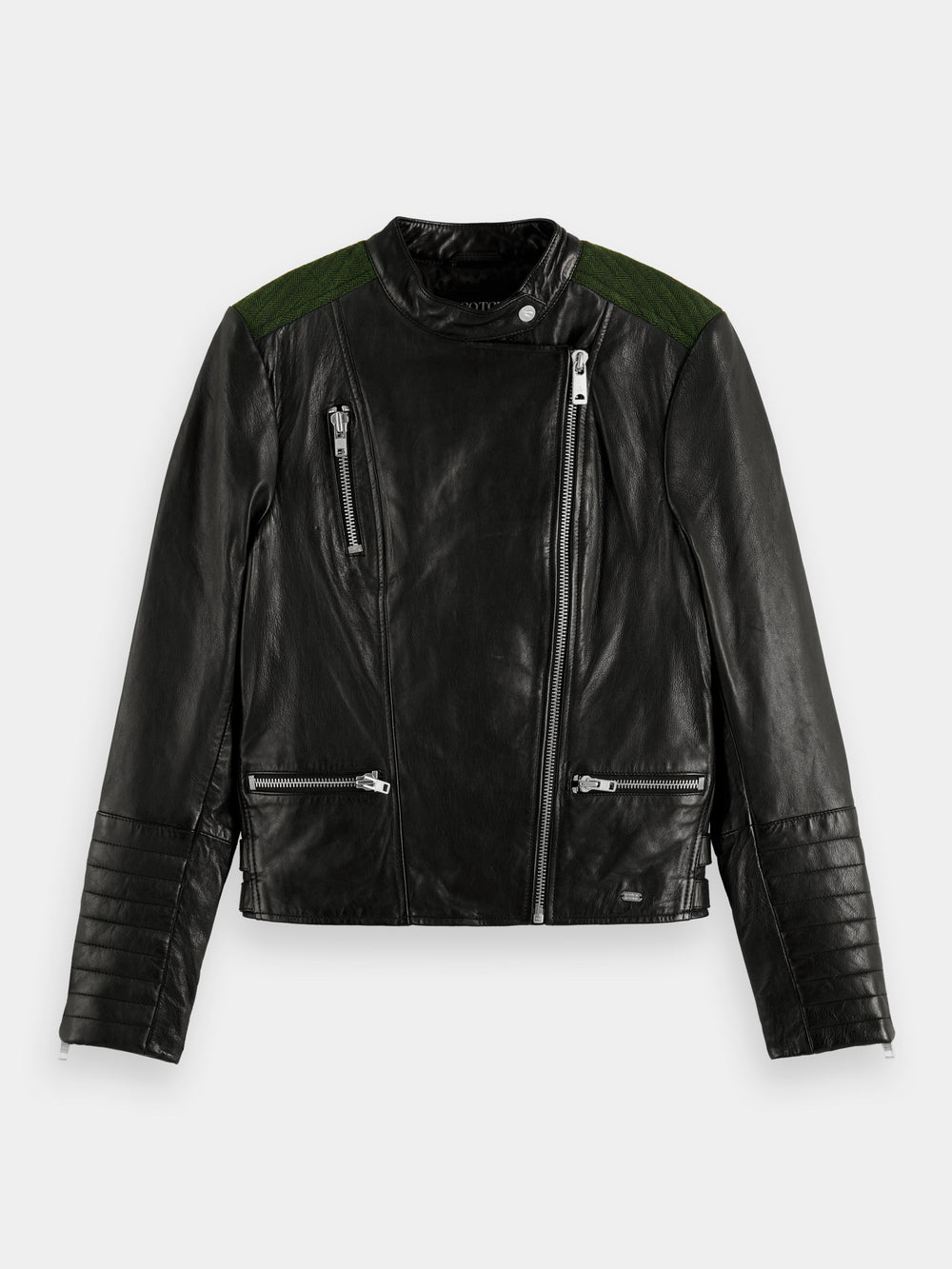 Asymmetric leather biker jacket - Scotch & Soda AU