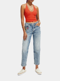V-neck pointelle tank top
