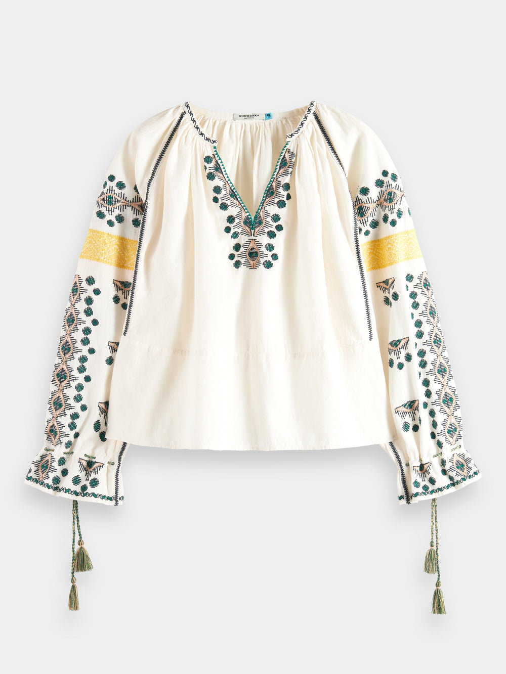 Embroidered linen-blend blouse - Scotch & Soda AU