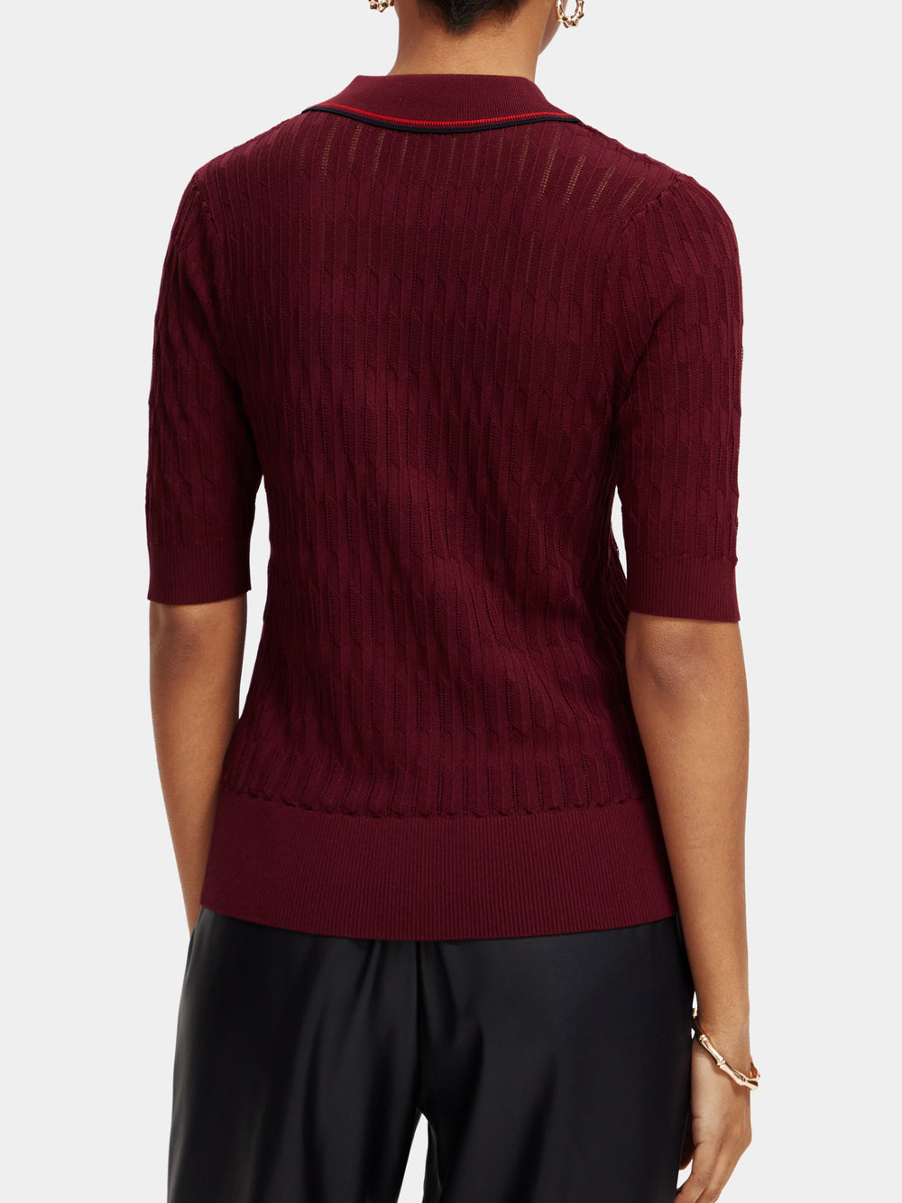 Pointelle collared knitted polo shirt - Scotch & Soda AU