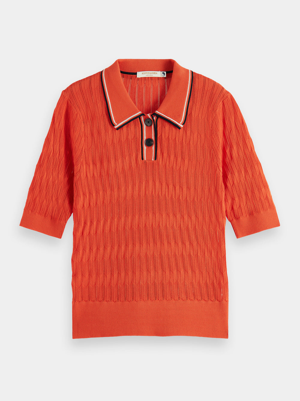 Pointelle collared knitted polo shirt - Scotch & Soda AU